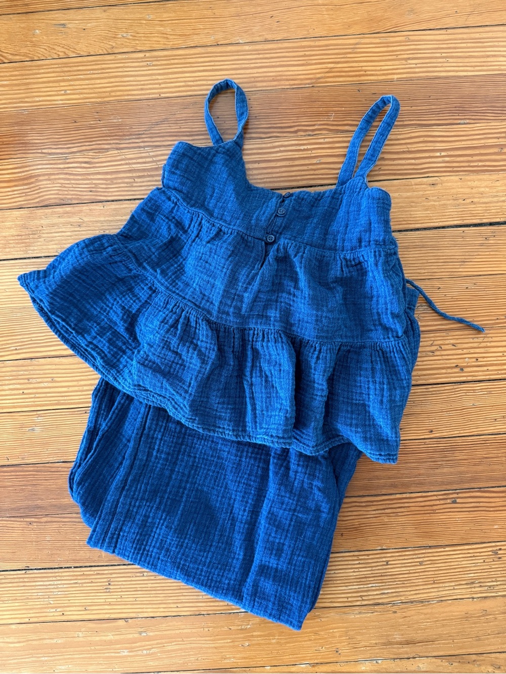 Gap Girls' Blue Tiered Cotton Gauze Set M